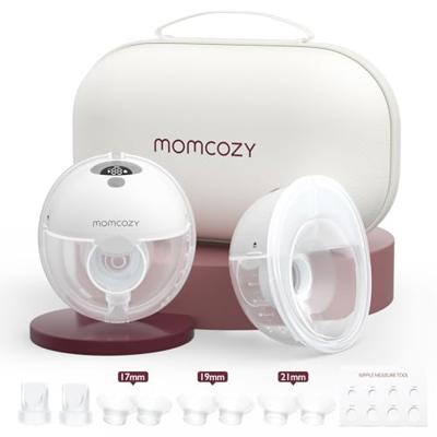 Momcozy M5 Hands-Free Wearable Breast Pump, Double-Sealed Flange for Baby-Like Comfort, 3 Modes & 9 Suction Levels, Portable Electric Pump – 24mm, 2-P