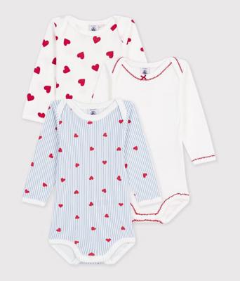 Petit Bateau - Lot de bodies manches longues en coton imprimé bébé