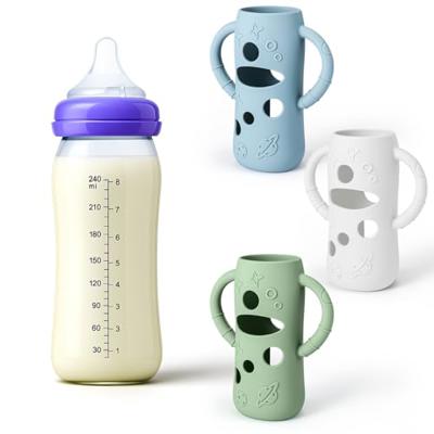 Mity rain 3 Pack Silicone Sleeves for Lansinoh Glass Bottles 8 OZ - Anti Breakage Baby Bottle Holder, Compatible with Lansinoh Glass Bottles for Babie