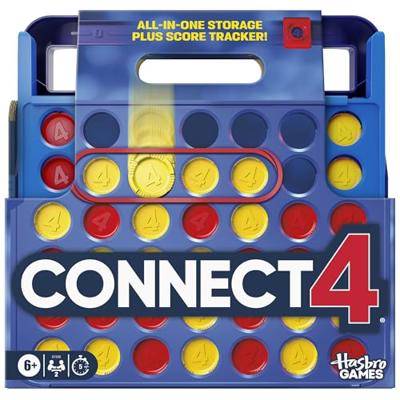 Official Hasbro Games Connect 4 Game (2025 Edition) | All-in-1 Storage, Carrying Case, Score Tracker | Ages 6+ | 2 Players | Family Games for Children