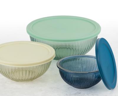 Set of 3 Glass Bowls with Lids