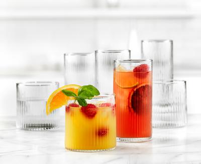 Pulse Ribbed Glassware Set, Clear, Set of 12