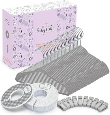 Amazon.com: Babyrish Velvet Baby Hangers with 10x Clips and 8X Dividers (30 Pack) | 11” Ultra-Slim Baby Clothes Hangers | Non-Slip Felt | Space-Saving