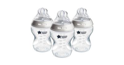Tommee Tippee Natural Start Anti-Colic Bottle With Slow Flow Teats 260Ml 0M+ - 3Pk White | Baby Bunting AU