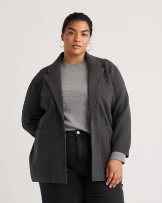 100% Organic Cotton Knit Blazer - Plus Size in Charcoal
