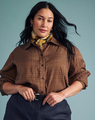 Cooling Stretch Cupro Artist Shirt - Brown Hacienda Print – Universal Standard