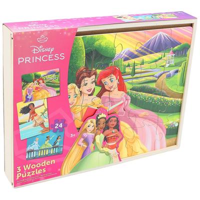 Disney Princess 24 Piece Wooden Puzzles 3 Pack with Storage Tray | Smyths Toys UK