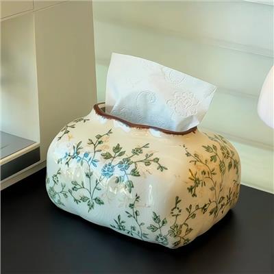 French Country Floral Tissue Box Cover | Vintage Crackle Decor – CeramicAura