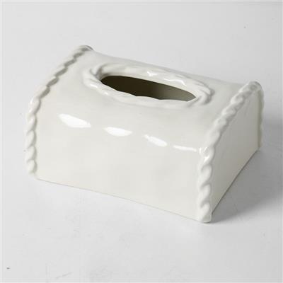 Braided Edge Ceramic Tissue Box Cover | Classic Preppy Decor – CeramicAura