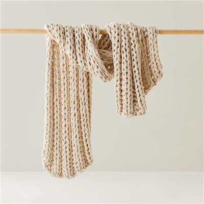 Newport Natural Chunky Knit Throw | Adairs