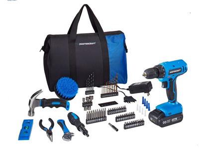 Mastercraft 20V 1-Speed Drill/Driver Kit with 83-pc Accessory Kit, 2.0 Ah PWR POD Battery & Charger,
