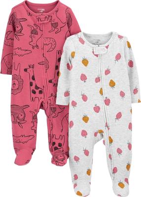 Amazon.com: Simple Joys by Carters Baby Girls 2-Pack 2-Way Zip Thermal Footed Sleep and Play: Clothing, Shoes & Jewelry