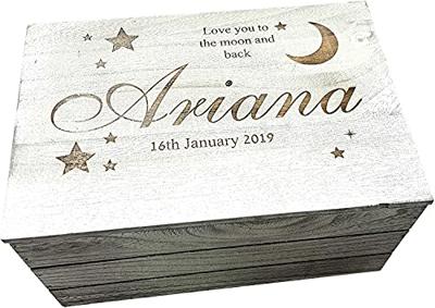 Personalised Keepsake Box Baby Girl Wooden Baby Boy Memory Box Large Love You to The Moon and Back Baby Gifts 25 x 35cm Boy or Girl Pesonalised Keepsa