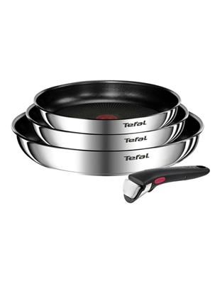 Tefal Ingenio Emotion Induction Non-stick Stainless Steel Cook Set 4 Piece in Silver | MYER