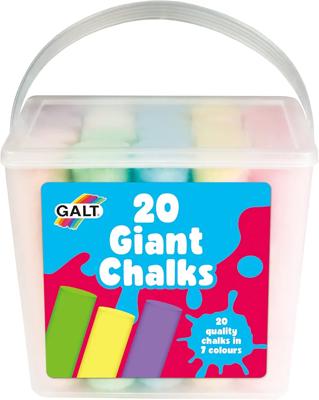 Galt 20 Giant Chalks - Extra Large Childrens Chunky Pavement Chalks - Bright Vibrant Colours - Washable, Easy Clean Outdoor Kids Garden Toys - Portabl