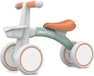 Umatoll Baby Balance Bike for 1 Year Old Boys Girls, 12-24 Months Toddler Balance Bike with Removable Basket, Adjustable Seat, 4 Wheels Infant Bike, F