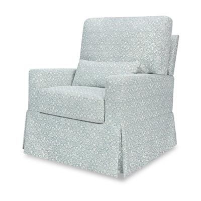 Morris & Co. x Namesake Crawford Pillowback Comfort Swivel Glider - Bellflowers in Powdered Blue