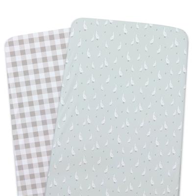 Bubba Blue Provincial Bedside Sleeper Fitted Sheet 2 Pack Olive/Taupe | Baby Bunting AU