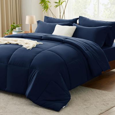 Cozylux Queen Comforter Set - 7 Pieces Bed In A Bag Set Navy Blue Queen Complete Bedding Sets Bed Set For All Season With Comforter Flat Sheets Fitted