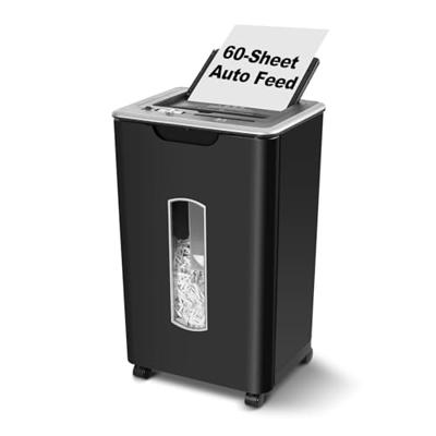 Wingwise Auto Feed Paper Shredder, 60 Sheets Cross Cut, CD/Credit Card Shredder with Anti-Jam & Dual Modes, 5.8 Gallon Bin, P-4 High Security for Home