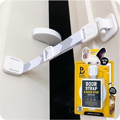 Amazon.com : Door Buddy Cat Door Latch & Stopper. Adjustable Dog Proof Door Strap for Cats. Dog Proof Litter Box & Cat Feeder. Simpler Pet Gate Altern