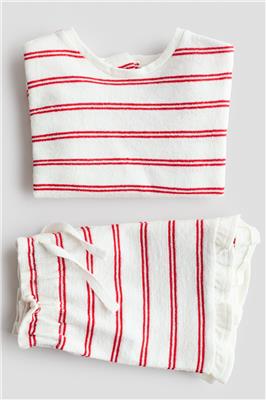 White/red striped 2-Piece Patterned Cotton Set for kids | H&M CA