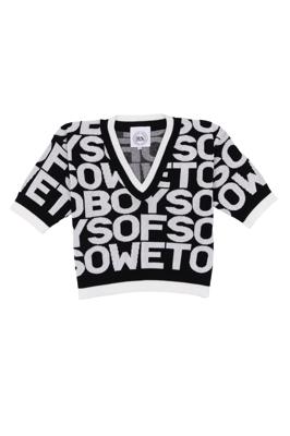Logo Mania Knit Crop Top - Black & White – Boys of Soweto