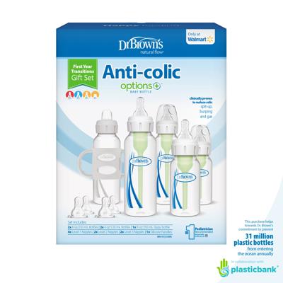 Dr. Browns Anti-Colic Newborn Baby Bottle Gift Set, Clear with Gray, Plastic - Walmart.com