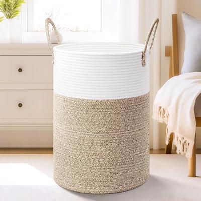 TEAFIRST 60L Laundry Hamper, Woven Cotton Rope Large Capacity Laundry Hamper Handles for Bathroom - Walmart.com