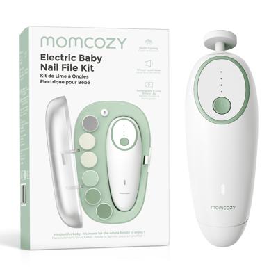 Momcozy Baby Nail File Electric, Gentle Baby Nail Trimmer Electric Rechargeable, Baby Nail Clipper with Night Light, 7 Grinding Head Replacement Pads,