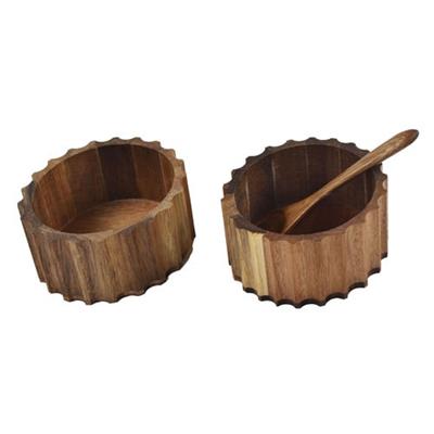 3 Piece Salem Acacia Wood Spice Bowl & Spoon Set | Temple & Webster