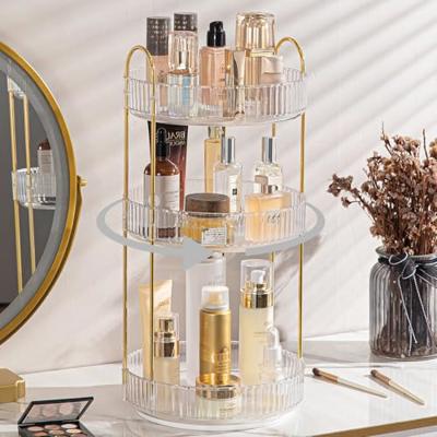 shuang qing Rotating Makeup Organizer for Vanity, Large Capacity Skincare Perfume Storage, Bathroom Counter Organizer, 360 Spinning Cosmetic Dresser C