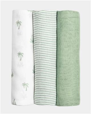 Masilo Palm Paradise Baby Swaddles-GOTS Certified Organic Cotton Muslin-Pack of 3-Infant Wraps-Extra 5% Off – duckduckbaby