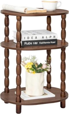Amazon.com: MaxSmeo Side Table, 3-Tier Small End Table, Modern Oval Night Stand Accent Table for Living Room, Bedroom, Rustic Brown : Home & Kitchen
