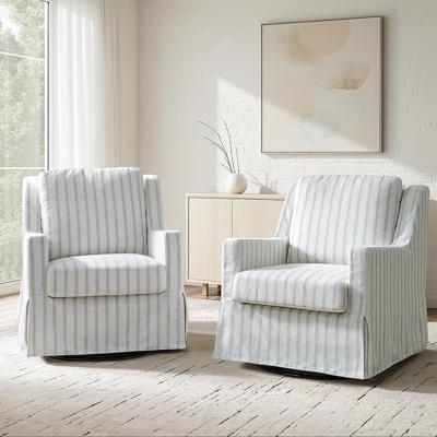 Amazon.com: HULALA HOME Swivel Rocker Chairs with Washable Slipcover Set of 2, Blue | Swivel Rocking Accent Chairs with Down Filled Cushions, Striped