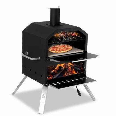 INNUMIA 16 in. 2-Layer Outdoor Pizza Oven Wood Fired Pizza Maker Outside Pizza Grill for Camping, Black PO5017BK - The Home Depot