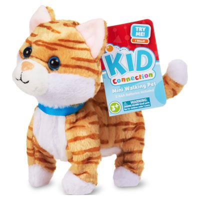 Kid Connection Miniature Electronic Walking Pet Orange Striped Cat 6in Toddler Plush Toy - Walmart.com