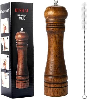 Wooden Pepper Mill Pepper Grinder Kit Manual Mills Solid with Strong Adjustable Ceramic Grinders Set 8 Inches : Amazon.co.uk: Home & Kitchen
