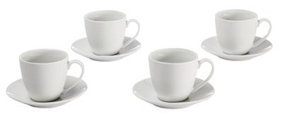 CANVAS 4pc Porcelain Espresso Mug Set with Saucers, Dishwasher Safe, 3.5-oz