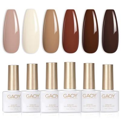 GAOY Brown Fall Gel Nail Polish Set, 6 Colors, Chocolate Cake | Dark Light Brown Beige Tan Colors Gel Nail Polish Kit, UV/LED Cure Required, Easy DIY