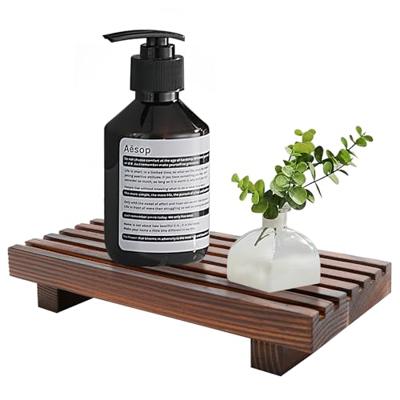 Renawe Small Kitchen Sink Soap Tray for Counter Soap Dish Dispenser Holder Wooden Risers Stand for Bathroom Decor Farmhouse Wood Pedestal Kitchen Acce