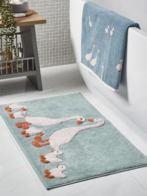 Buy Teal Blue Goose And Friends 100% Cotton Bath Mat from Next Canada