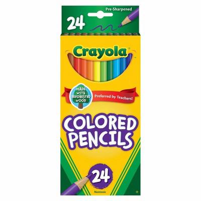 Crayola 24ct Pre-Sharpened Colored Pencils: Multicolor Wax & Wood, Non-Toxic, School Supplies for Kids, 3.3mm Point : Target