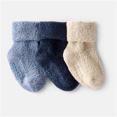 Baby Boy 3-Pack Foldover Booties - Grey/Brown/Navy | Carter’s Oshkosh Canada