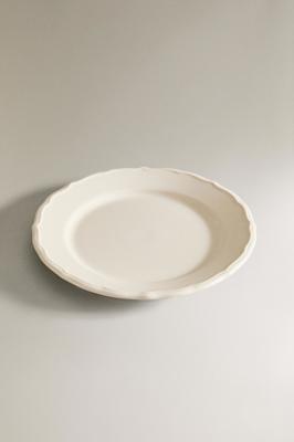 EARTHENWARE DESSERT PLATE WITH RAISED RIM - Ecru | ZARA United States