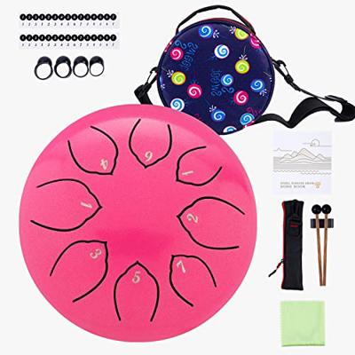 Steel Tongue Drum Kids Instrument: Musical Metal Tank Drums Set 6 Inch 8 Notes C-Key for Meditation Yoga Education Percussion with Bag, Music Book, Ma