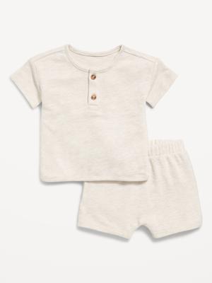 Printed Waffle-Knit Henley Shirt and Shorts Set for Baby | Old Navy