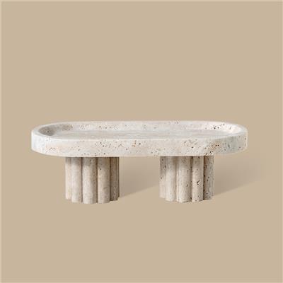 Column Tray - Oval / Travertine - BLACK BLAZE