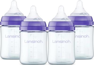 Amazon.com : Lansinoh Anti-Colic Glass Baby Bottles, 5 Ounces, 4 Count, Includes 4 Extra Slow Flow Nipples (Size XS, Newborn), Baby Essentials : Baby