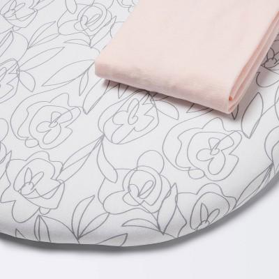 2pk Jersey Bassinet Sheets - Floral and Solid Light Pink - Cloud Island™: Fits Mattress Depth 5, Bottanical Pattern : Target
